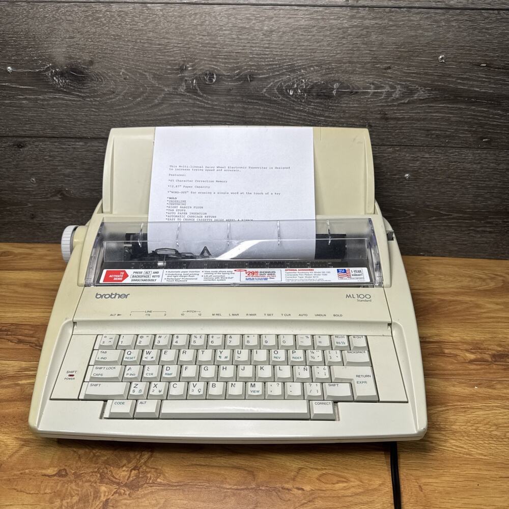Brother ML100 Daisy Wheel Electronic Typewriter ML-100 ~Made In USA